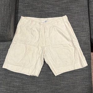 Giorgio Armani White Linen Mens Shorts Vintage Size L Rare Double Button Beauty